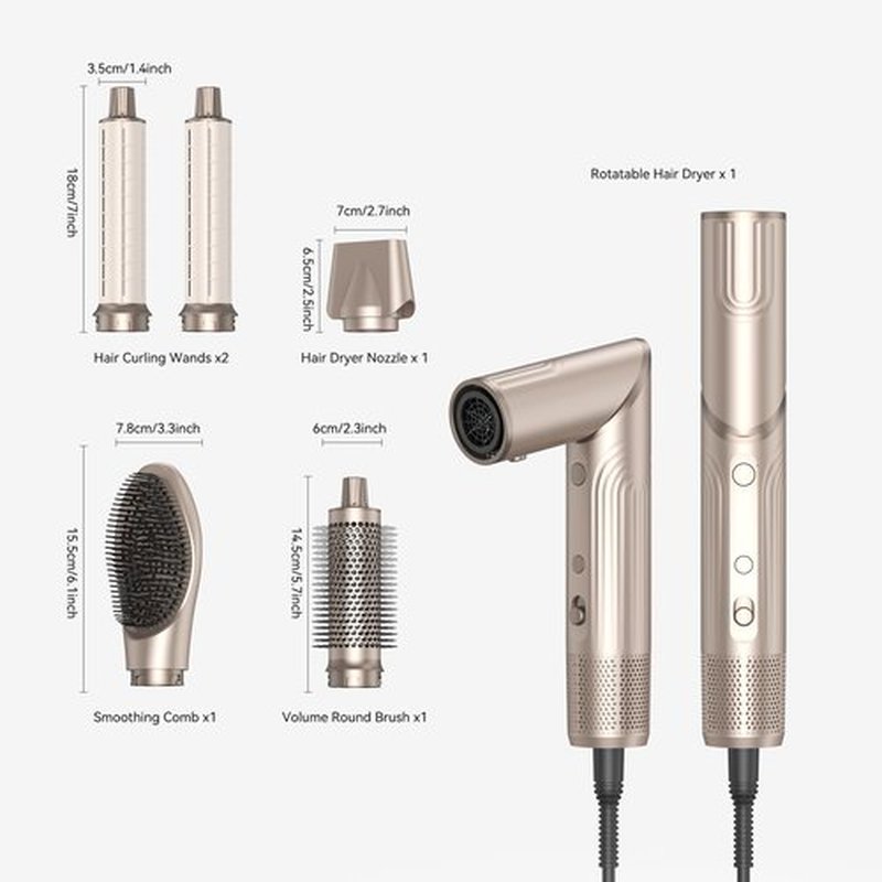 5-in-1 Professional Hair Dryer Brush, Effortless Auto-Wrap Curlers with 110,000 RPM High-Speed Motor, Fast Drying & Volumizing Without Heat Damage, Includes Storage Case - Best Gift for Women