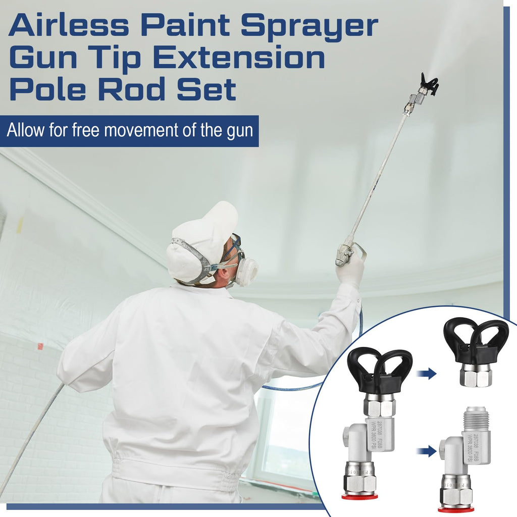 Lanties 8pcs Airless Paint Sprayer Tip Extension Pole Rod Set, Spray Gun Extension with Reversible Spray Tips, 180 Degree Swivel Joint & Nozzle Guard Protector (8,12,20,30,39in,517)