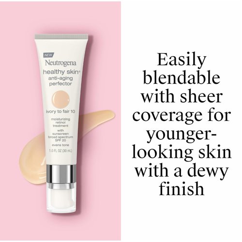 Neutrogena Healthy Skin Tinted Facial Moisturizer - Anti-Aging Retinol Treatment with SPF 20 | 1 fl. oz, Ivory to Fair