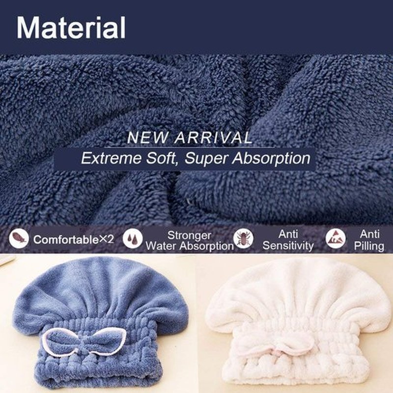 Jseng 3PC Microfiber Hair Towel Caps, Extrame Soft & Ultra Absorbent, Fast Drying Hair Drying Caps Towel Turban Wrap for Wet Hair Women