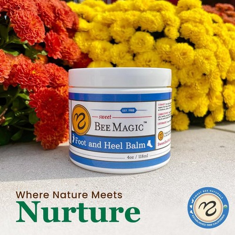 Sweet Bee Naturals Organic Foot Balm - Intensive Heel Cream for Dry, Cracked Feet - Natural Moisturizer - 4 OZ Jar