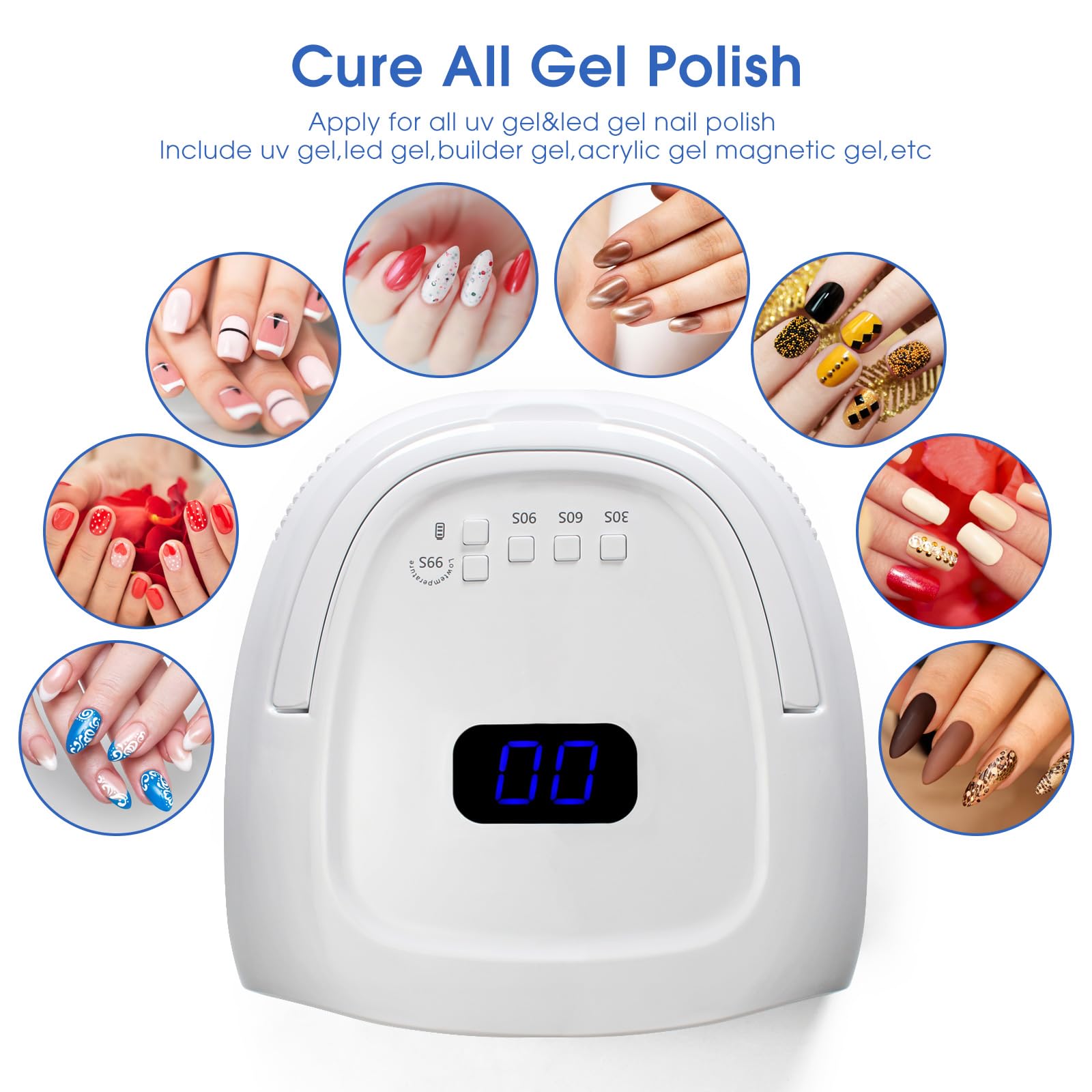 UV LED Nail Lamp, 60W Cordless Nails Lamp Professional LED Nail Light for Gel Nails Nail Dryer with 42 Beads, Perfect for Salon Manicure, Pedicure(White)