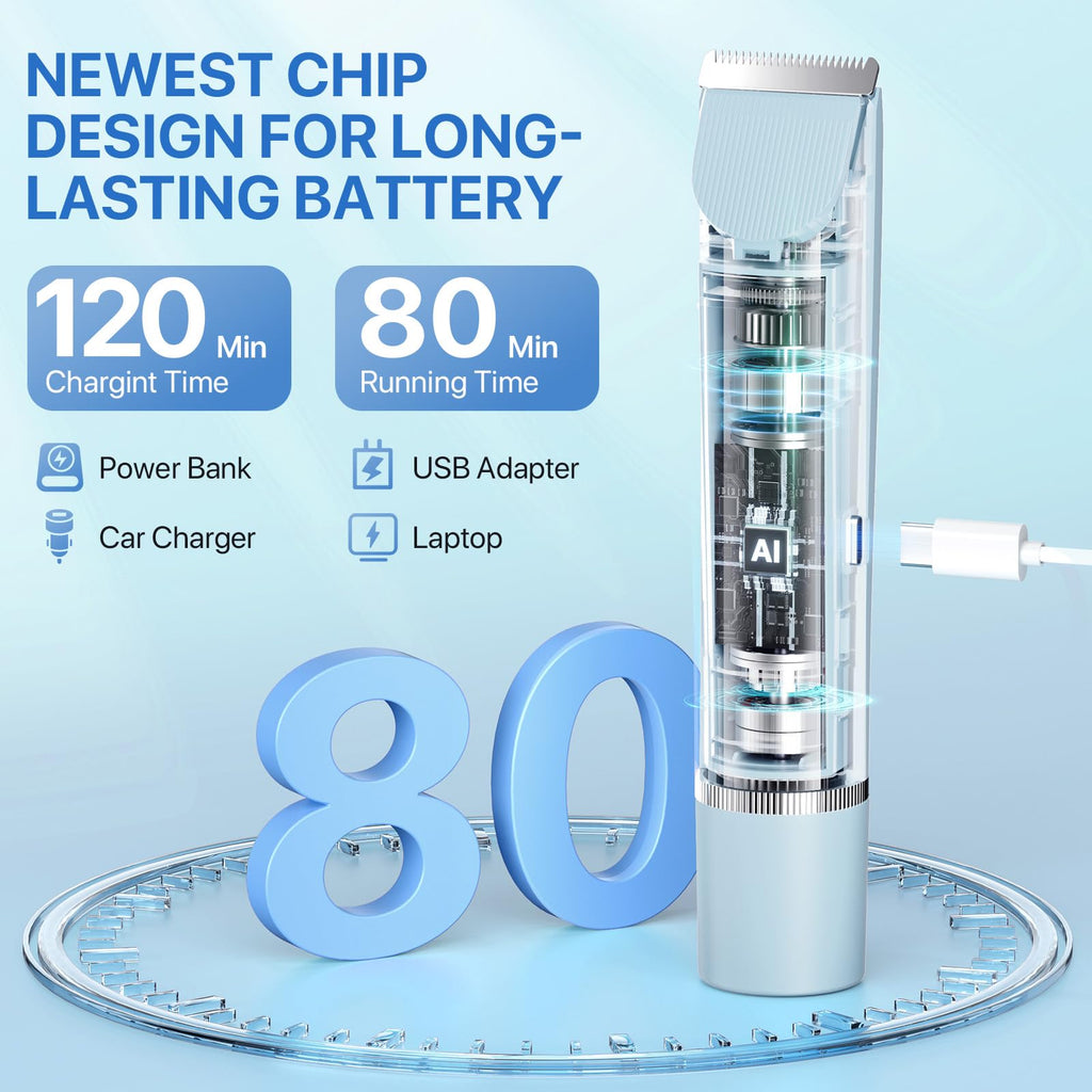 Bikini Trimmer for Women, Rechargeable 2-in-1 Electric Razor for Shower& Travel, IPX7 Waterproof Painless Hair Removal for Bikini Line, Legs, Underarms, Wet & Dry Hypoallergenic Ceramic Blade, Blue