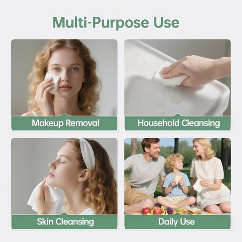 MATERN'ELLA Disposable Face Towels XL Ultra Soft Biodegradable Dry Wipes, Plant-Based Lint-Free Facial Towelettes for Makeup Removal & Sensitive Skin, Premium Texture for Effective Cleansing 50 Count
