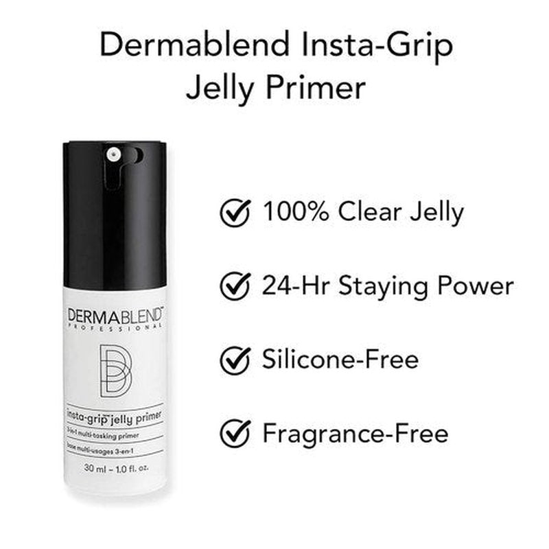 Dermablend Insta-Grip Jelly Primer - Silicone-Free Face Primer for Dry Skin | 24HR Pore Minimizing, 1.0 Fl Oz