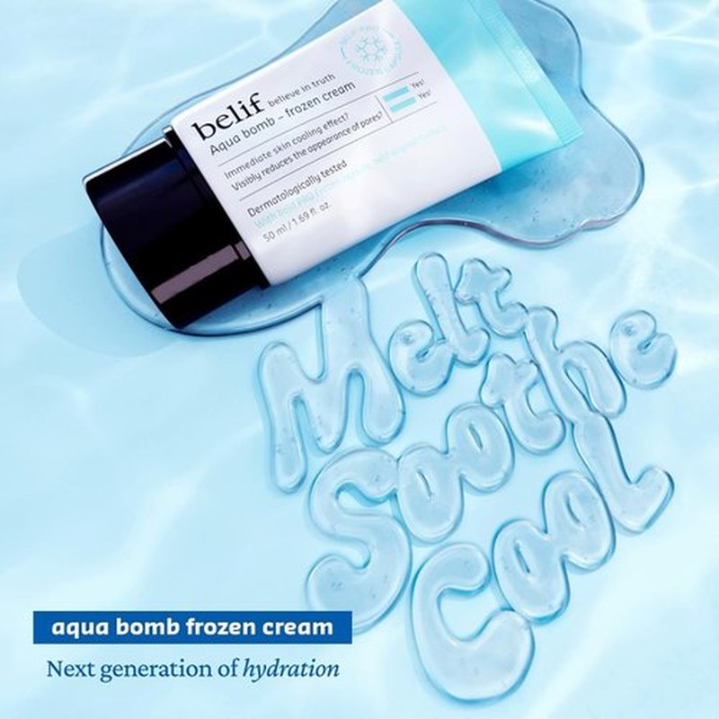 Belif Aqua Bomb Frozen Gel Cream - Soothing Hydration with Panthenol & Niacinamide - Lightweight Daily Moisturizer, 1.69 fl oz