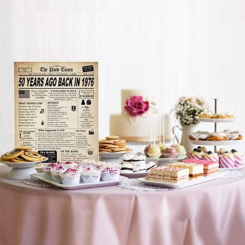 Regine Switzerland 50th Birthday Decorations - Classy Vintage Table Decor & Funny Sign | Back in 1976 Print