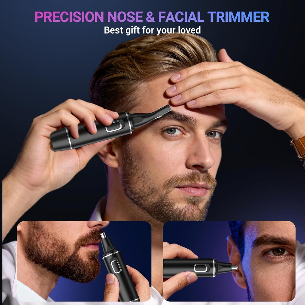 AREYZIN Nose Hair Trimmer for Men,Rechargeable Ear and Nose Trimmer,2 in 1 Painless Professional Eyebrow,Silver