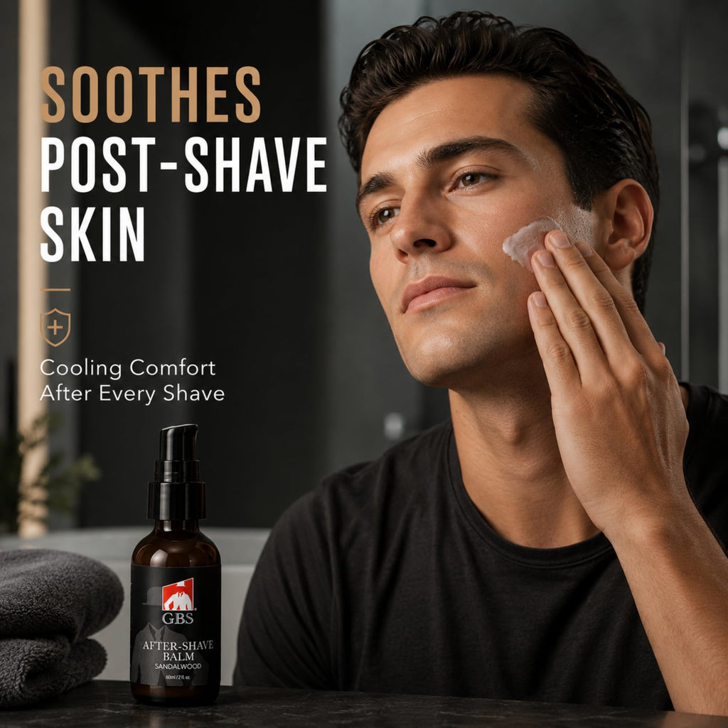 G.B.S Aftershave Balm Sandalwood, for Men - soothes razor burn, redness and irritation