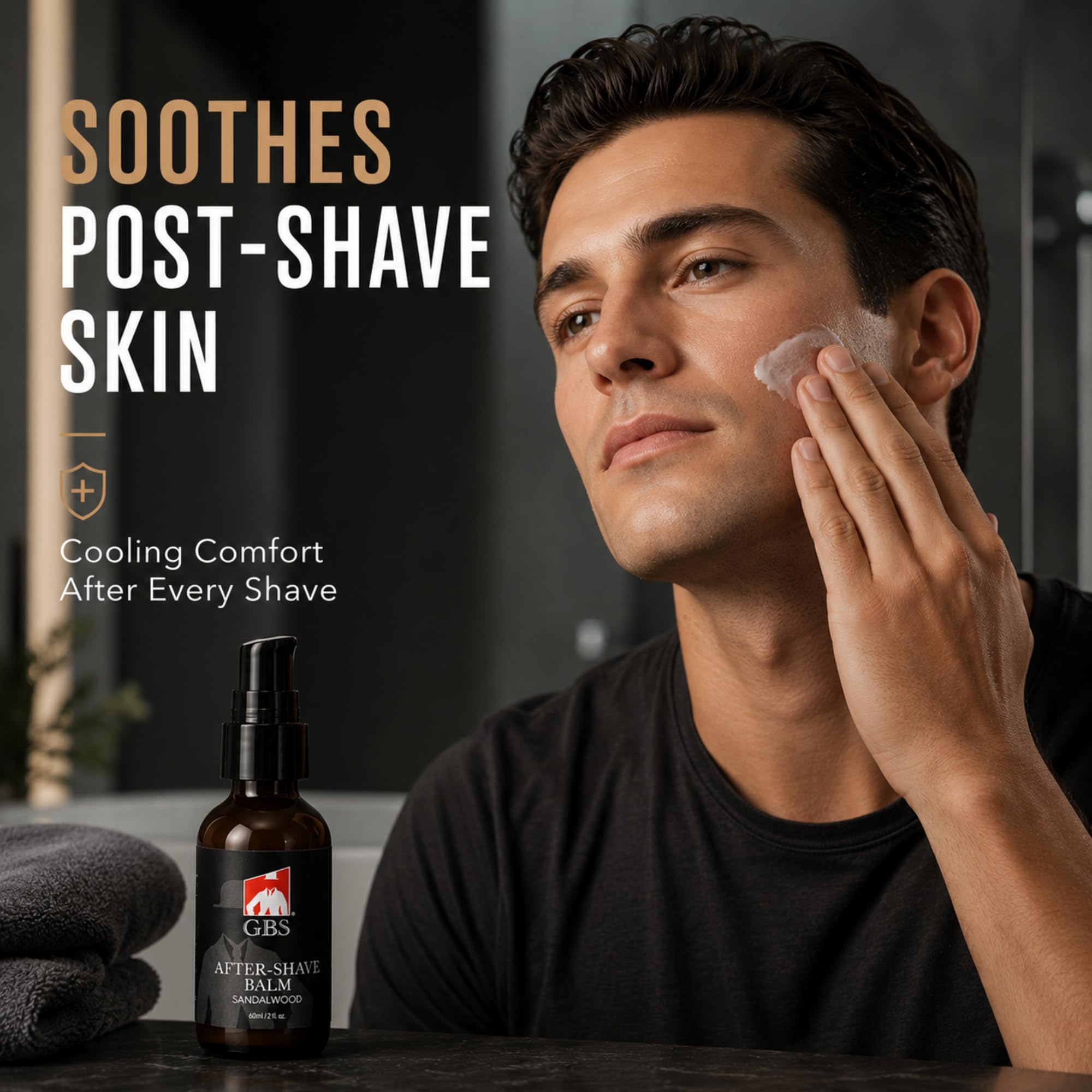 G.B.S Aftershave Balm Sandalwood, for Men - soothes razor burn, redness and irritation