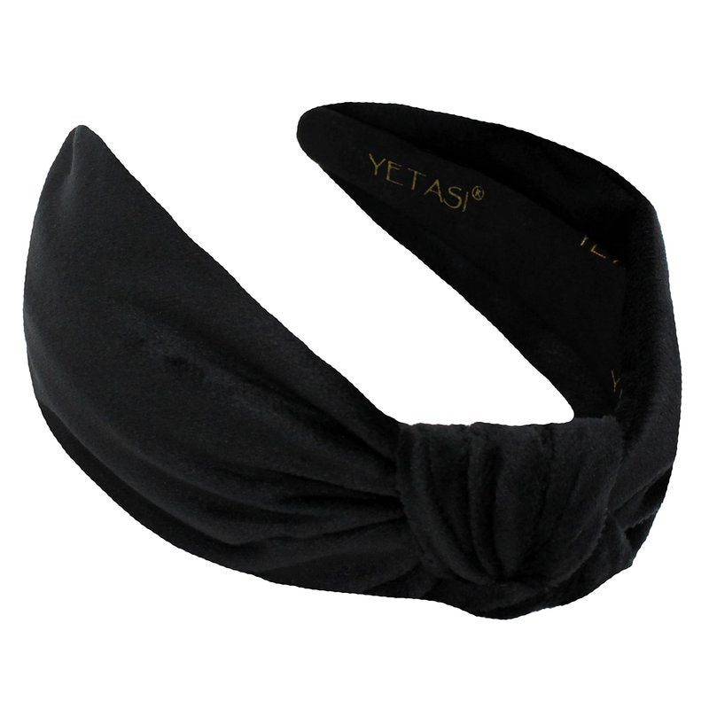 YETASI Velvet Black Headbands for Women, Wearable All Day, Trendy Womens Headbands are Knotted Headband for Women's Hair, Cute Top Knot Fashion Designer Girls Head band