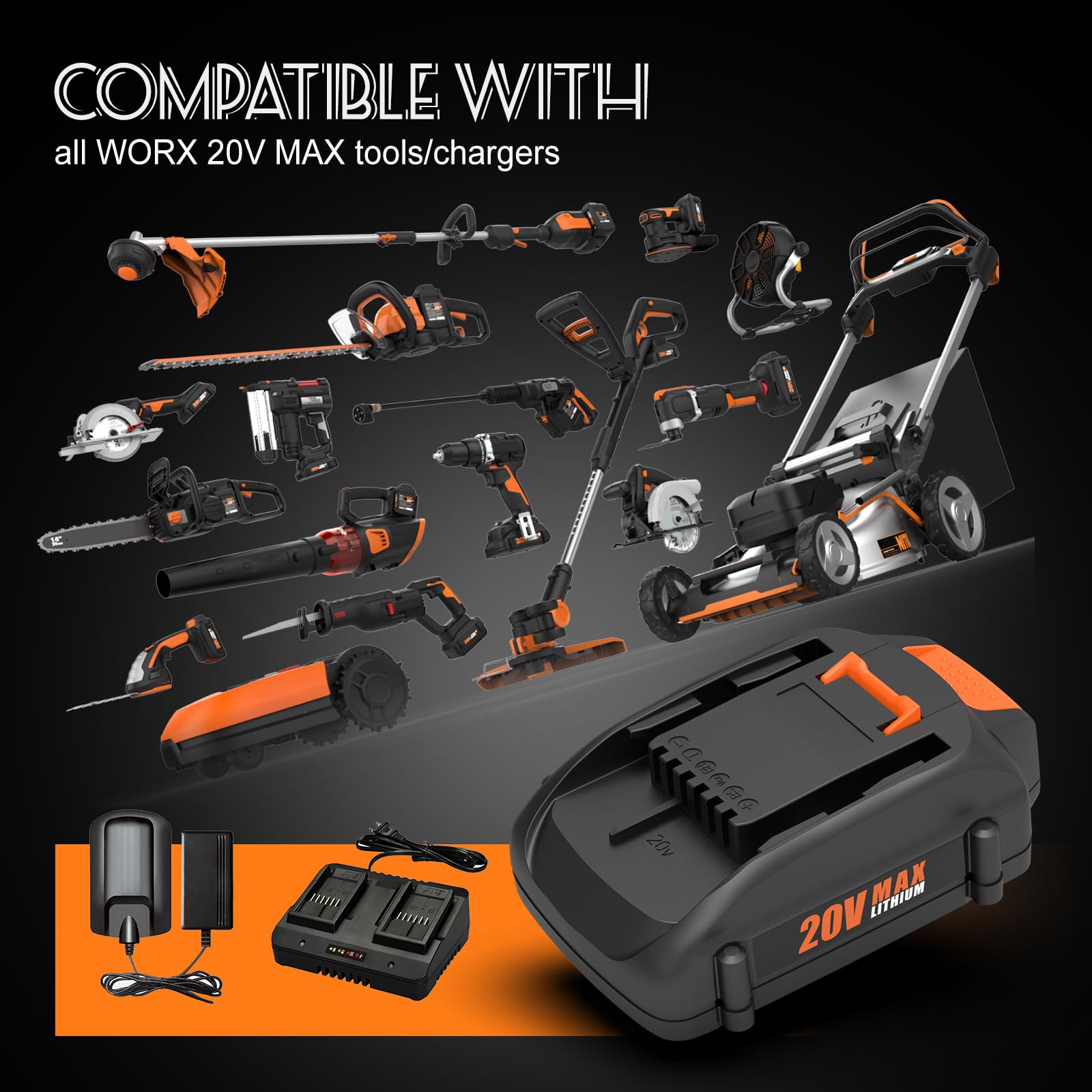 BECDXPal 2 Pack 3.5Ah Replacement for Worx 20V Battery PowerShare Compatible with All Worx Batteries 20V WA3520 WA3525 WA3575 WG251s WG255s WG540s WG890 WG891