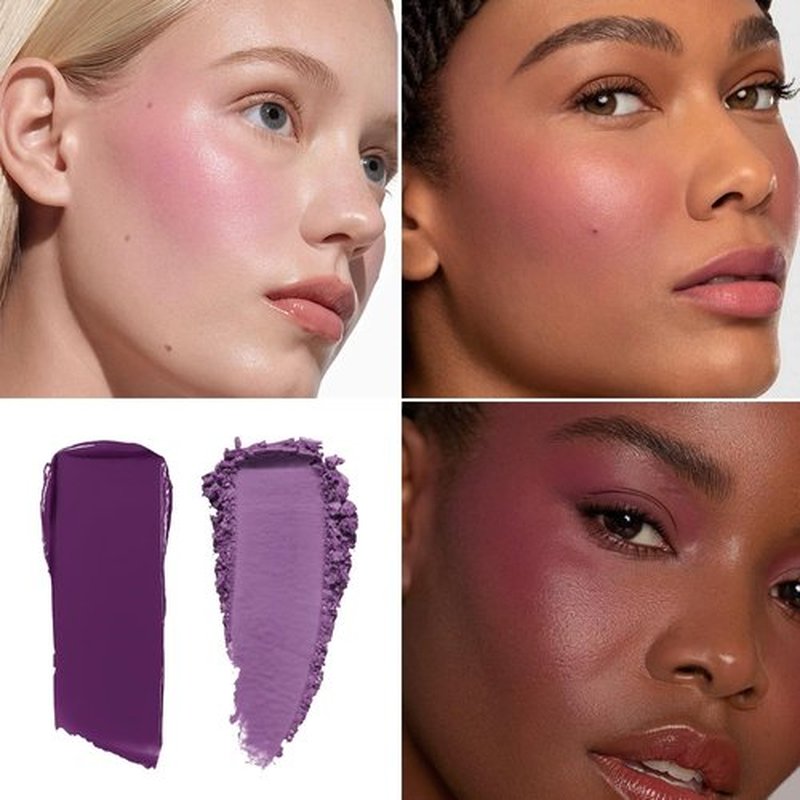 Regine Switzerland Cream Powder Blush Duo - Lasting & Buildable for Medium to Deep Skin Tones | Cool Violet
