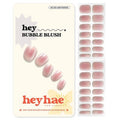 Heyhae Semi Cured Gel Nail Strips | No LED Lamp Needed | Summer, Marble, Pink | Easy Apply & Remove, Salon Quality | Includes 28 Strips, 1 Prep Pads, Nail File & Wooden Stick - Hey, Bubble Blush