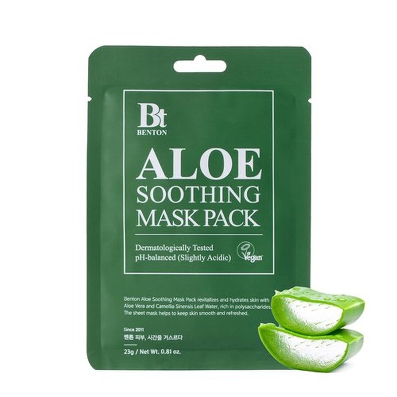 BENTON Aloe Soothing Mask Pack | Hydrating & Cooling Facial Mask Sheets - 10 Pack (230g)