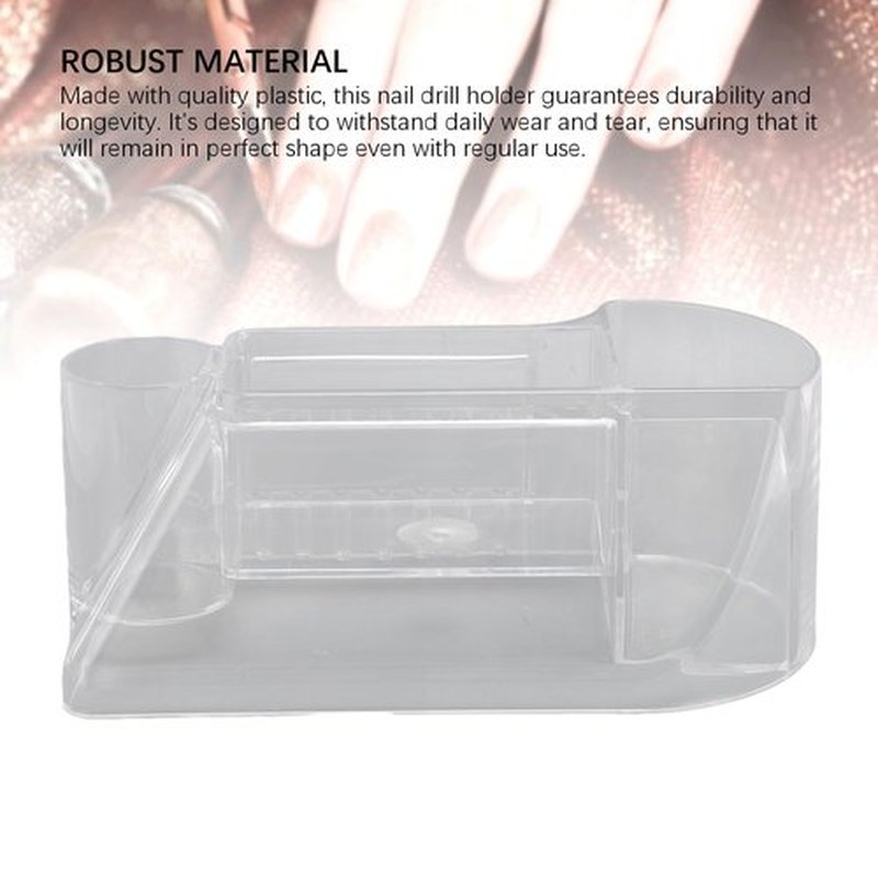 Saluaqui Nail Drill Bits Holder, Nail Drill Machine & Bits Manicure Tools Storage Box with 8 Holes, Transparent Professional Nail Drill Stand Holder Organizer, Nail Drill Tool Displayer Holder Case