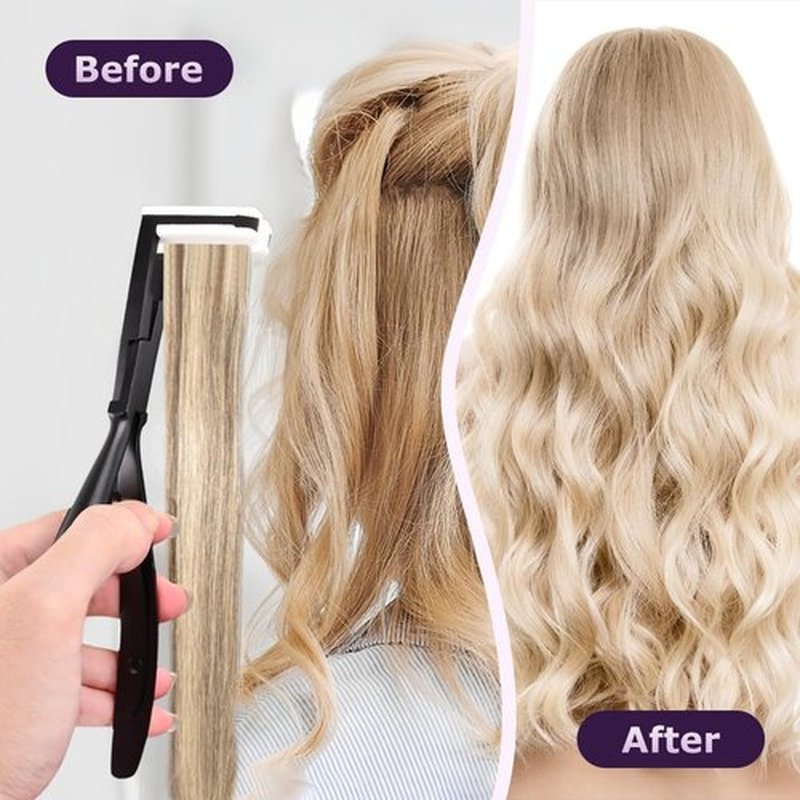 Tape in Hair Extensions Plier, Stainless Steel Flat Surface Extensions Tape Sealing Clamp Pliers Tool, Microlink Hair Extension Removal Tool Kit for Women Hair Extension Tools(Black)