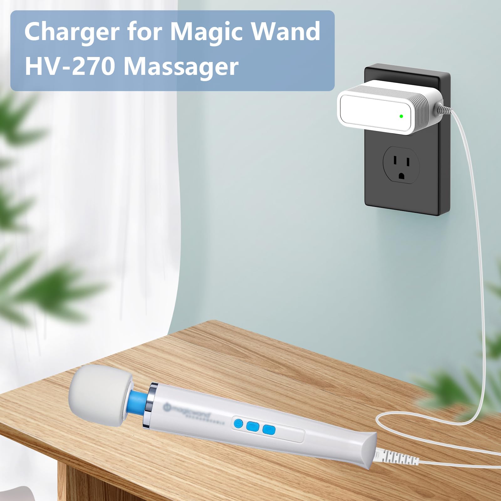 10V Charger for Magic Wand Massager Compatible with Magic Wand HV-270 Rechargeable Cordless Massager Charger Adapter (ONLY for HV270)
