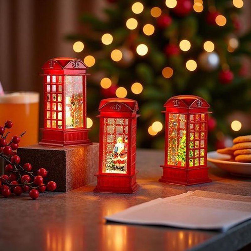Lighted Christmas Snow Globe - Swirling Glitter Water Lantern | Festive Tabletop Ornament for Home Decor