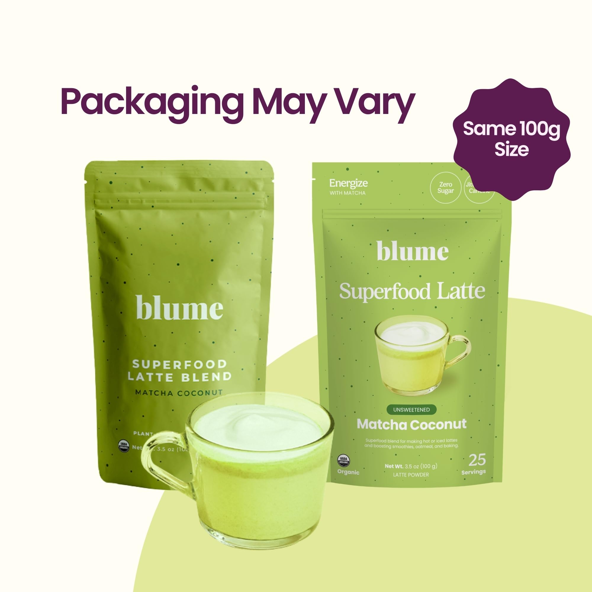 Blume Superfoods Latte - Matcha Powder with Coconut, Natural Caffeine, L-Theanine, All Day Energy & Focus, Sugar-Free, Moringa, Vegan, Organic Matcha Latte from Shizuoka Japan, Green Tea - 25 Servings
