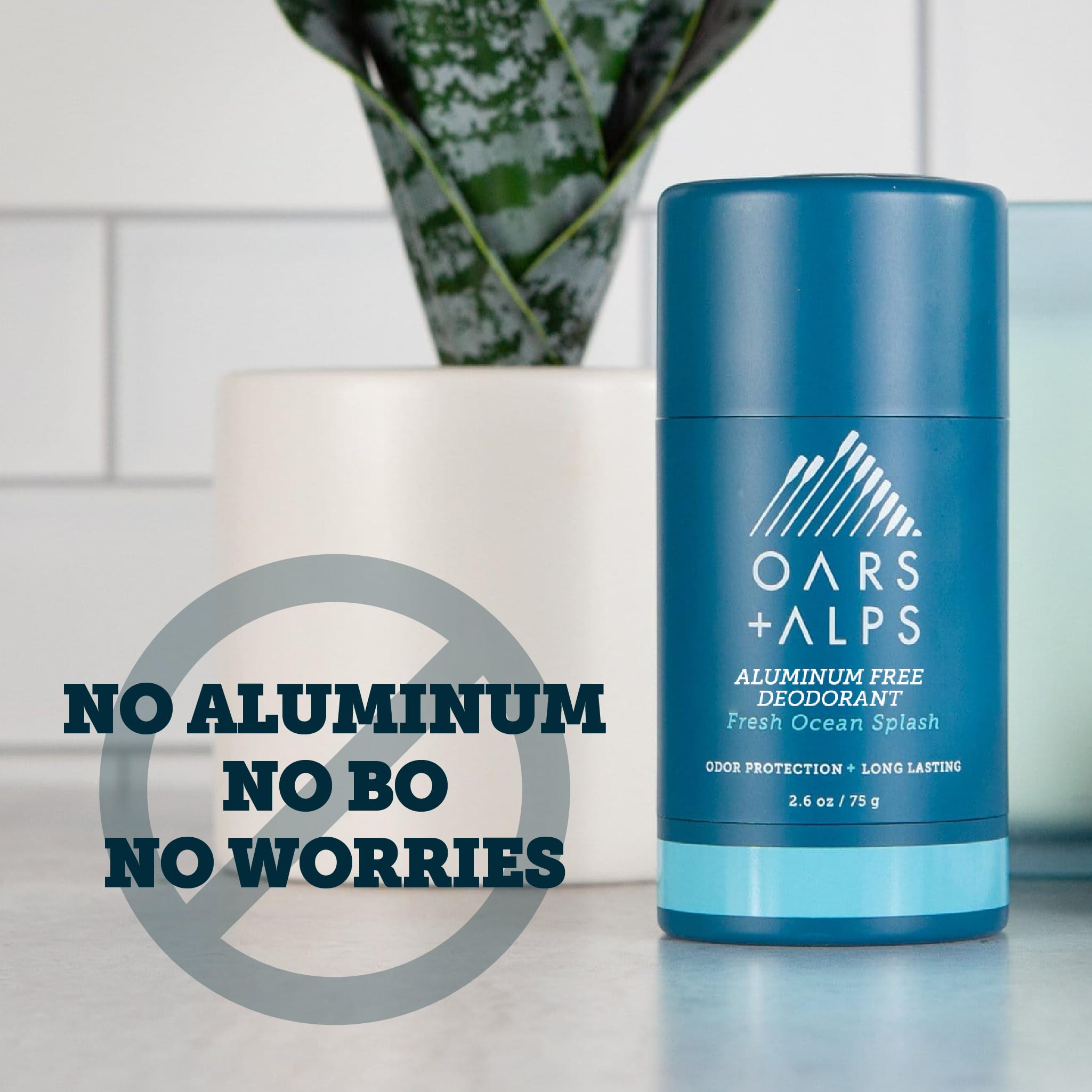 Oars + Alps Aluminum Free Deodorant for Men | Long Lasting Odor Protection, Clear & Free of White Residue, Anti-Chafing Smooth Glide, Dermatologist Tested, Fresh Ocean Splash, 3pk, 2.6oz