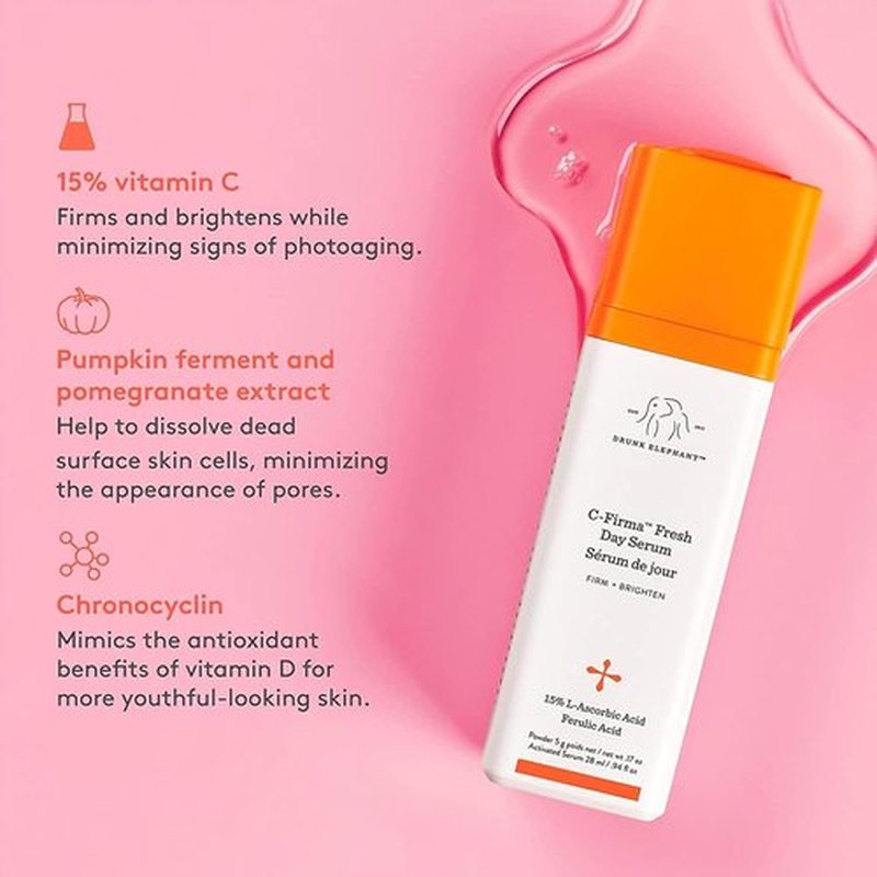 Drunk Elephant C-Firma Fresh Day Serum & B-Hydra Intensive Hydration Serum - Firming, Brightening Duo for All Skin Types (1.69 Fl Oz)