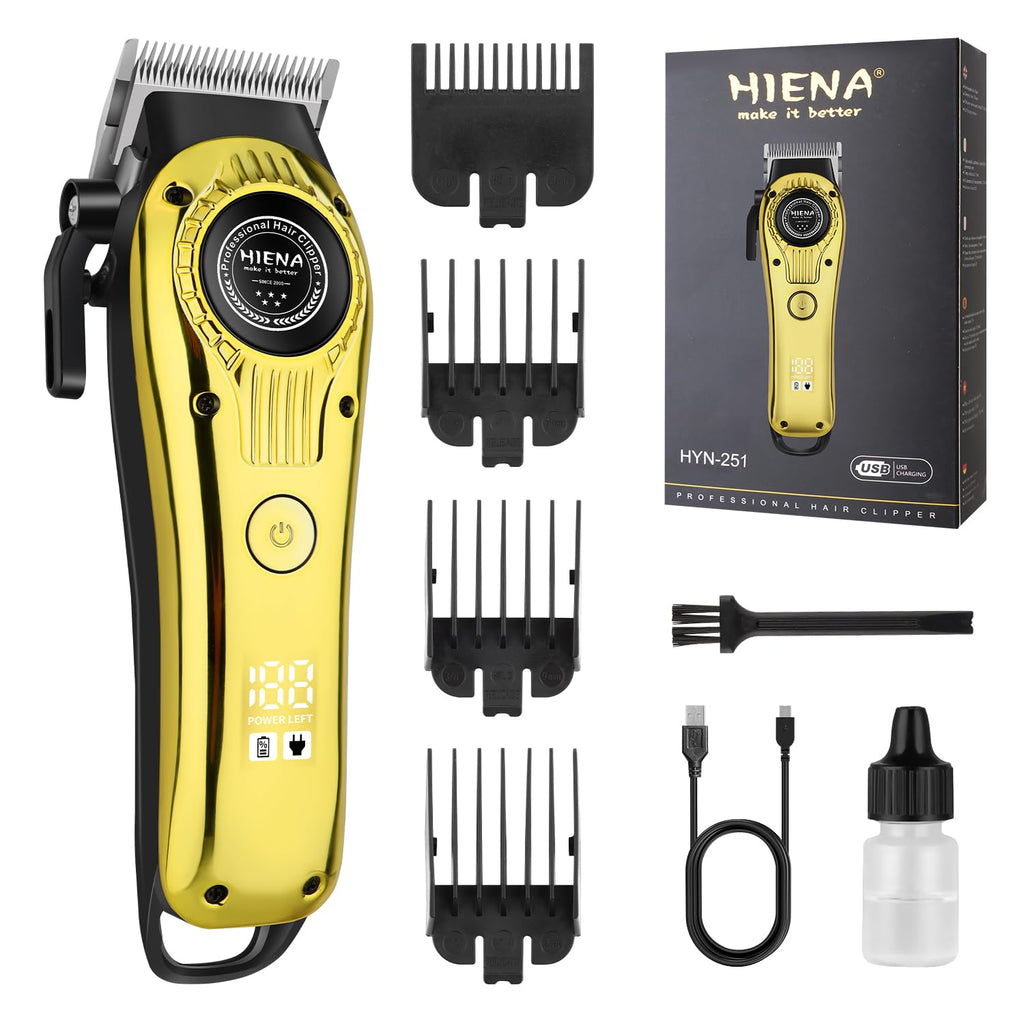 HIENA PRO Professional Hair Clippers for Men, Cordless Electric Hair Cutting, Cordless Rechargeable Hair Clipper with LED Display, Gifts for Men