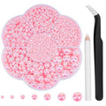 Mdscve 6100Pcs Nail Pearls, Flatback Pearls for Crafting Half Pearl for Makeup Nail Beads for Crafts DIY Pearl Charms Nails Decorations with Tweezer and Picker Pencil (AB Light Pink)