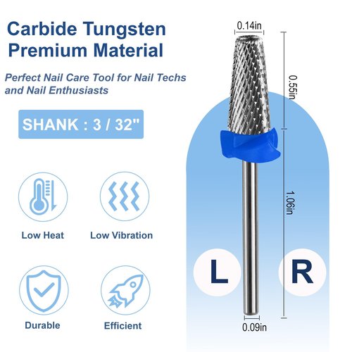HungGato 5 in 1 Nail Drill Bits, Professional Carbide Tungsten Multi-Function Electric File for Gel & Acrylic, Manicure Pedicure Cuticle Gel Polishing, Technicians Bits for Salon & Home (Medium)