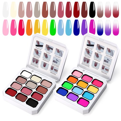 U-Shinein Gradient Painting Gel Set, 24 Bright Pink Blue Colors Ombre Gel Nail Polish for Pigment Pat Nail Gel Kit, Silky Texture, French Manicure DIY Nail Art, No-wipe Soak of UV