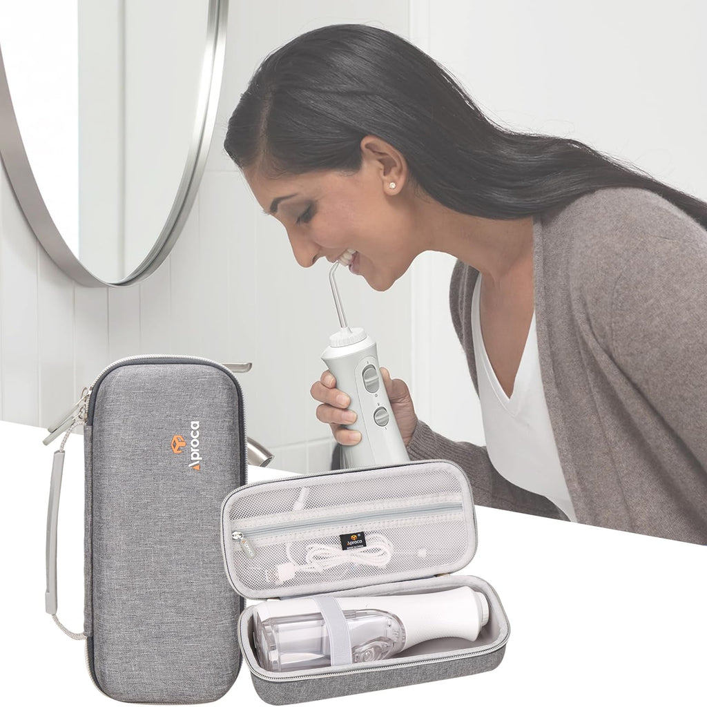 Aproca Case Compatible with Waterpik WF-20 / WF-02 Cordless Water Flosser, Storage Portable Bag for Accessories -Grey (Case Only)