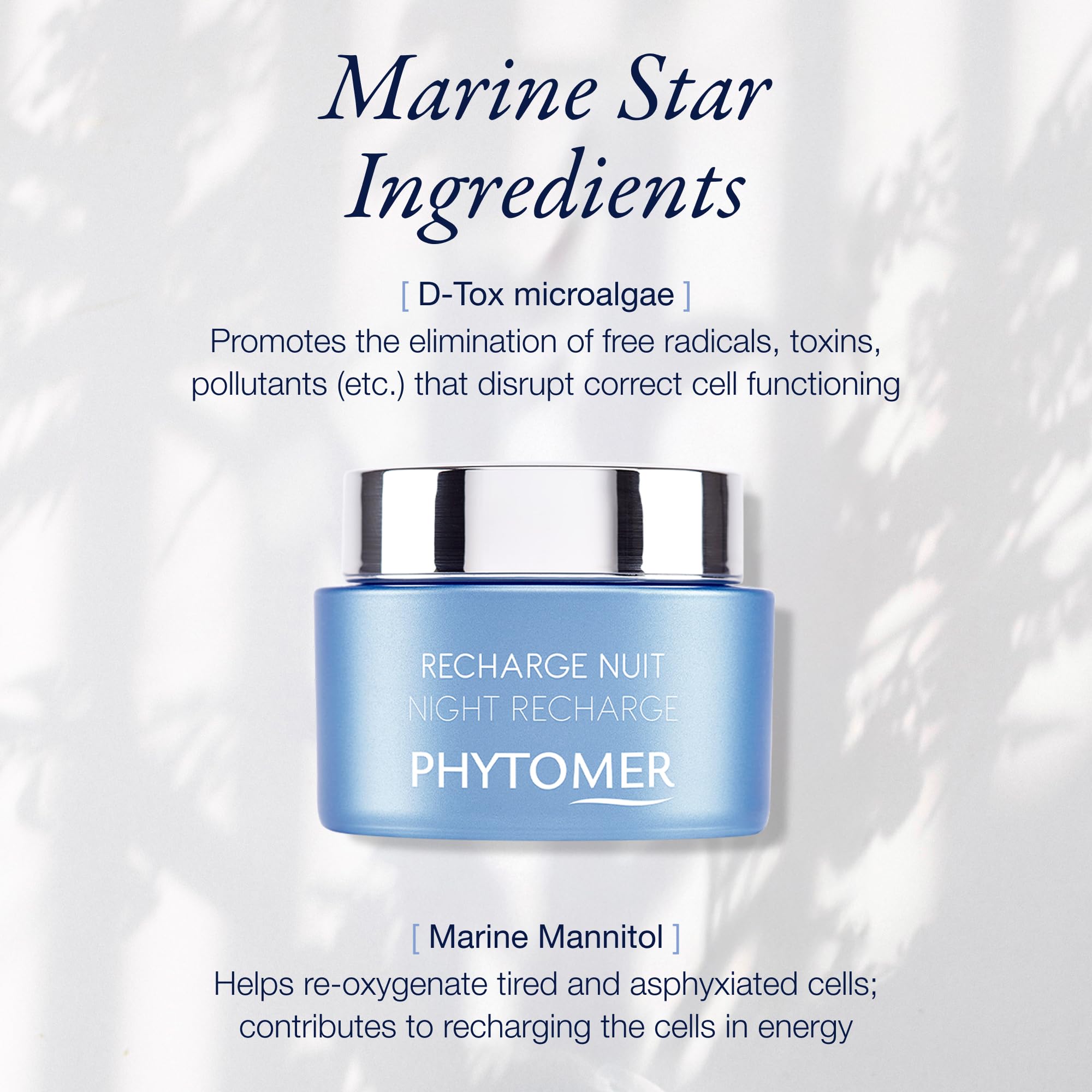 PHYTOMER Night Recharge Hydrating Face Cream | Skin Soothing Protective Overnight Moisturizer | Help Reduce Wrinkles and Fine Lines on Aging Skin (50 ml)