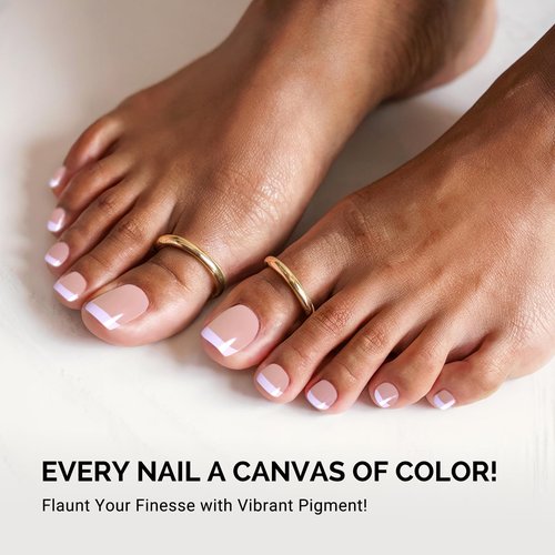 MelodySusie 32Pcs Semi Cured Gel Toe Nail Strips (White French Tips), Pedicure Stickers for Toes, Works with Any UV/LED Lamps, Salon-Quality, Long Lasting, Easy to Apply & Remove