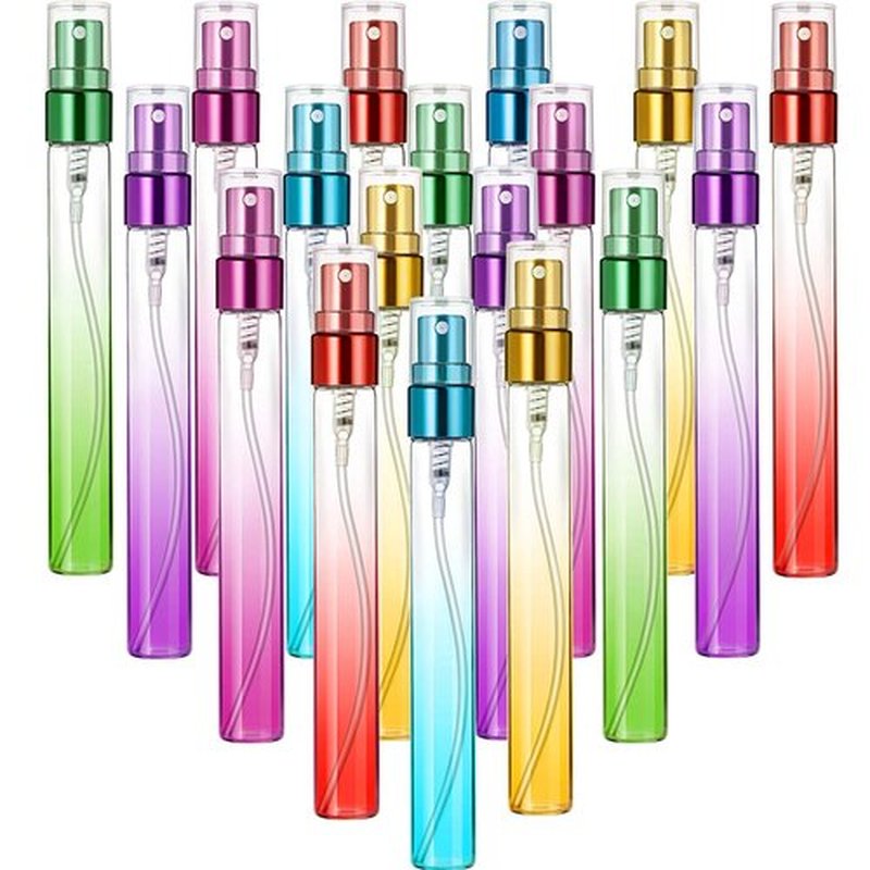 Skiennix Mini Travel Perfume Spray Bottles - 10ml Colorful Glass Atomizers | Refillable Fine Mist Sprayers (Set of 18)