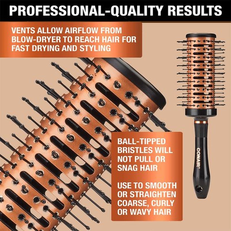 Conair Vented Round Brush | Copper Collection for Quick Blow Drying and Styling
