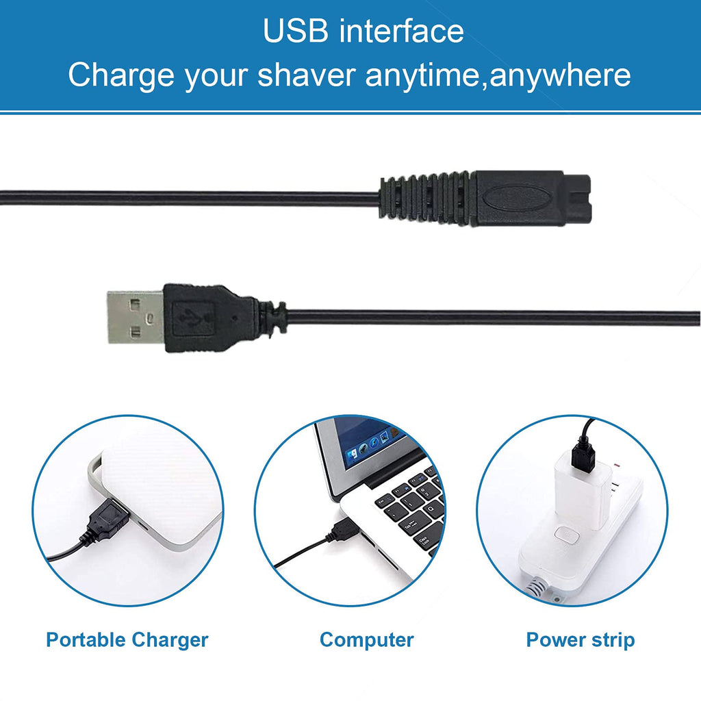LinMei USB Shaver Charger for Microtouches Solo Electric Shaver Trimmer Original Replacement USB Charging Cable 31.5 in with 2 Cleaning Brush