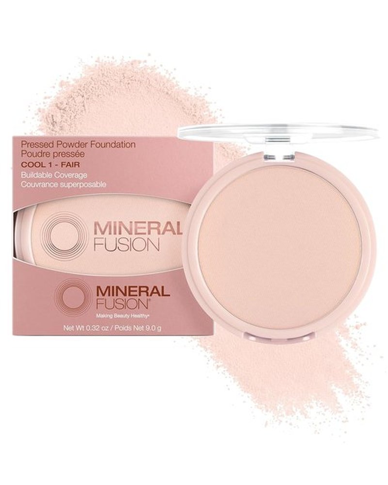 Mineral Fusion Pressed Powder Foundation - Matte Finish for Fair Skin with Pink/Red Undertones | Age-Defying, Talc-Free, Vegan (Cool 1)
