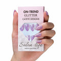 30pcs Purple Cat Eye Press-on Nails - Short Almond Shaped Sparkling Acrylic Nails - 15 Sizes, Glitter Glue