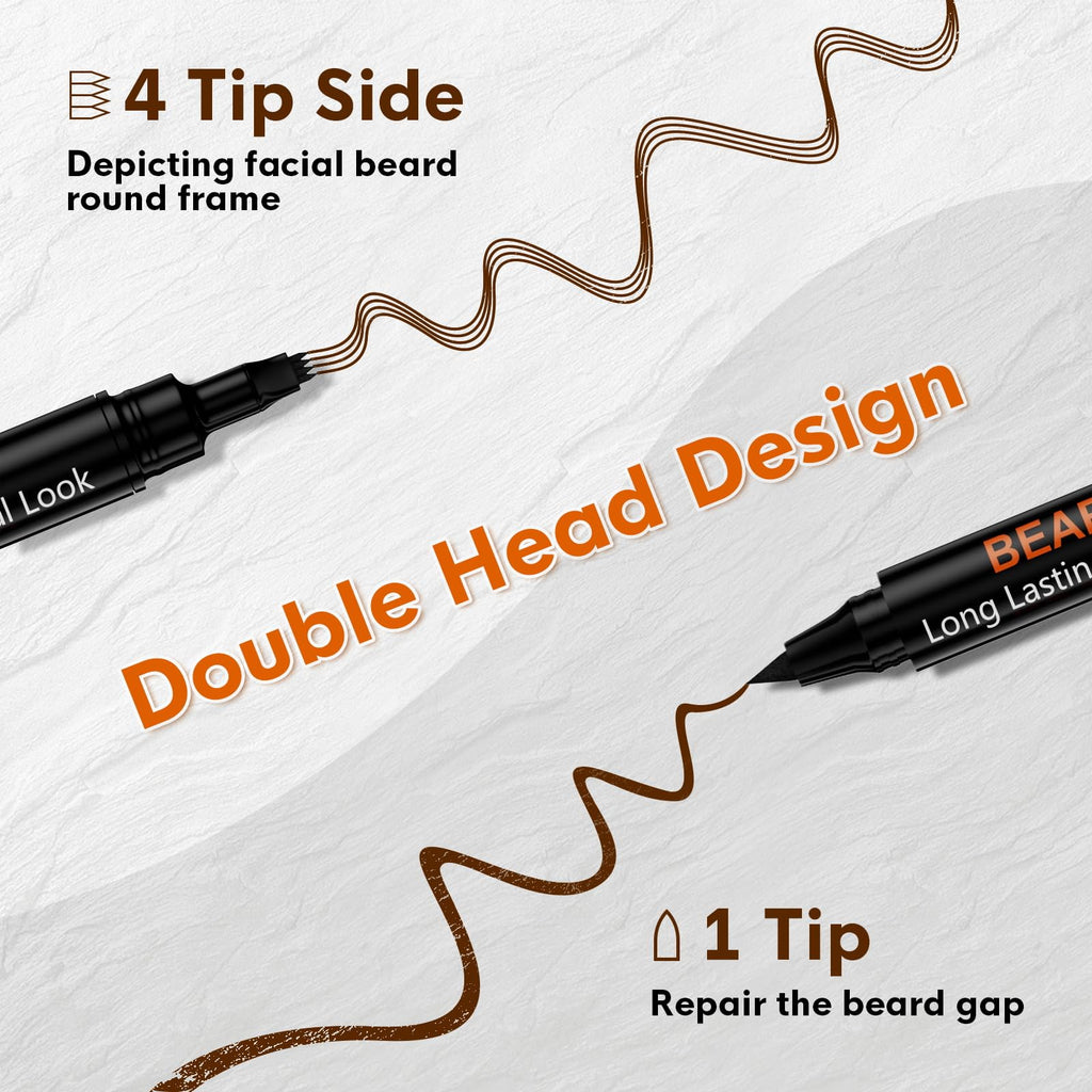 3-Pack Beard Pen Filler for Men, Waterproof & Sweat Proof