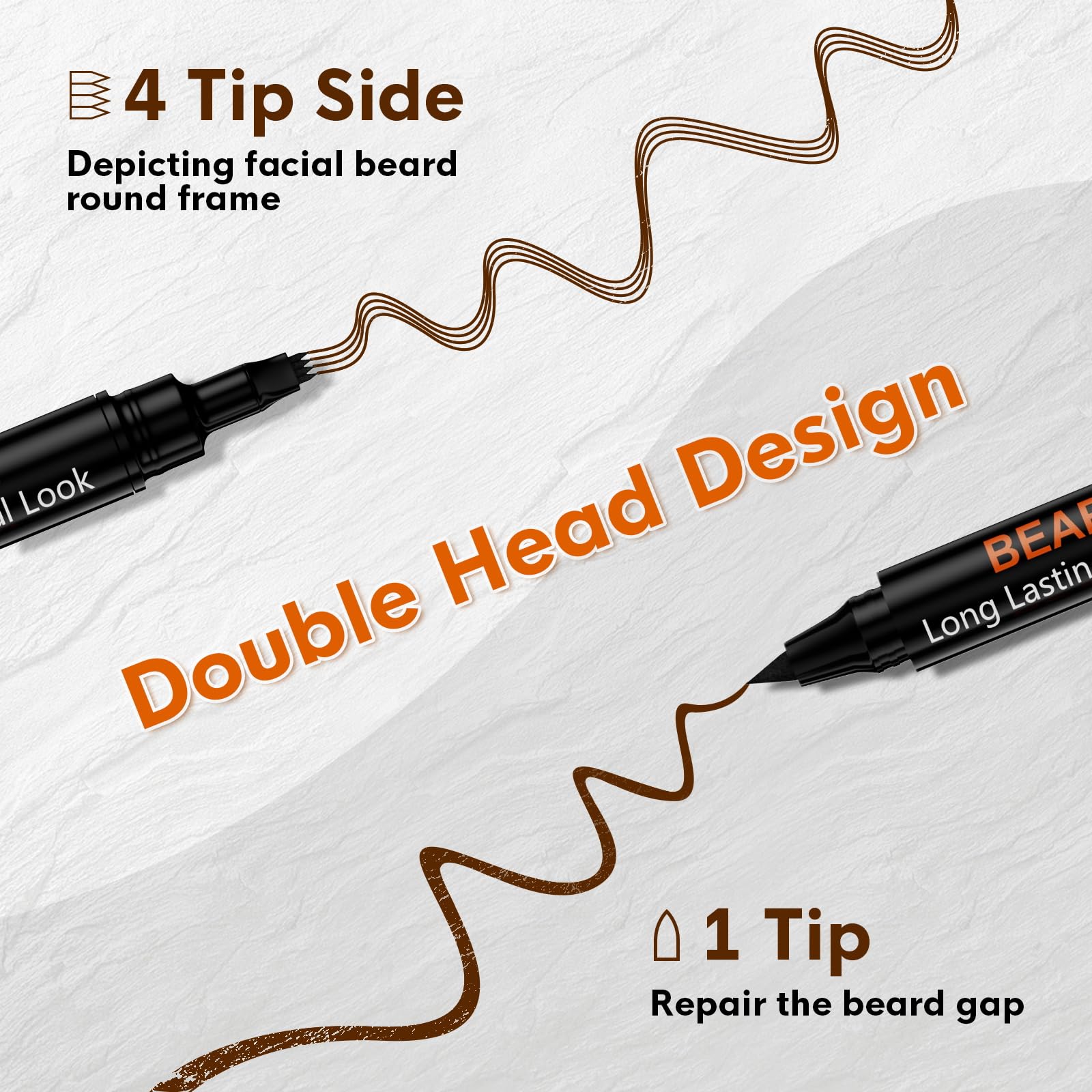 3-Pack Beard Pen Filler for Men, Waterproof & Sweat Proof