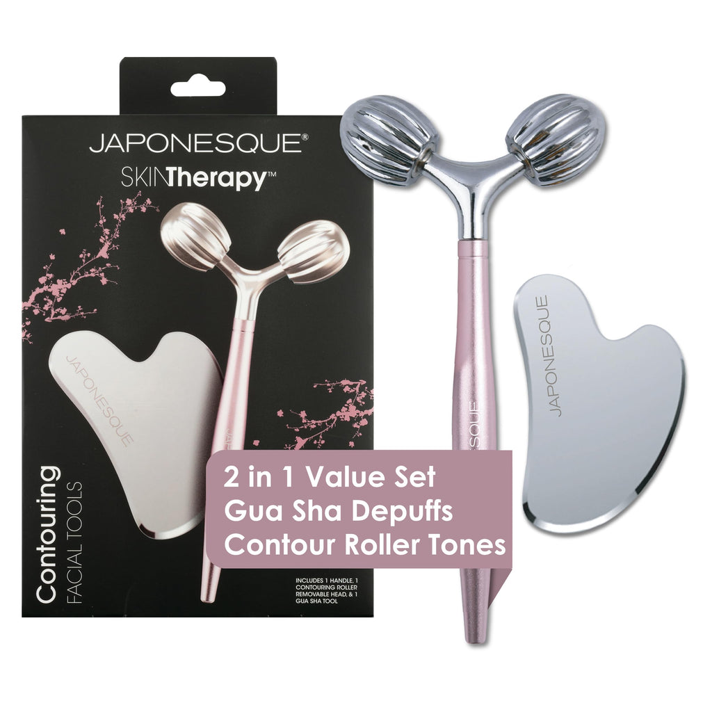 JAPONESQUE SKINTherapy Contouring Facial Tool V Roller for Lymphatic Drainage, Facial Massage, Relieves Tension and Improves Absorption of Skin Care Products