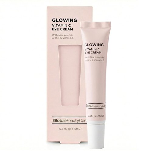 Global Beauty Care Glowing Vitamin C Eye Cream - Radiant Under Eye Treatment with Niacinamide & AHA, 0.5 fl oz