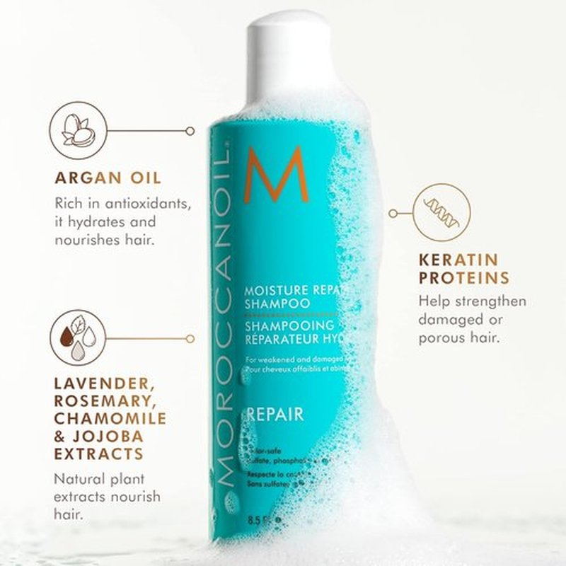 Moroccanoil Moisture Repair Shampoo - Nourishing Formula for Dry, Damaged Hair | 8.5 Fl Oz