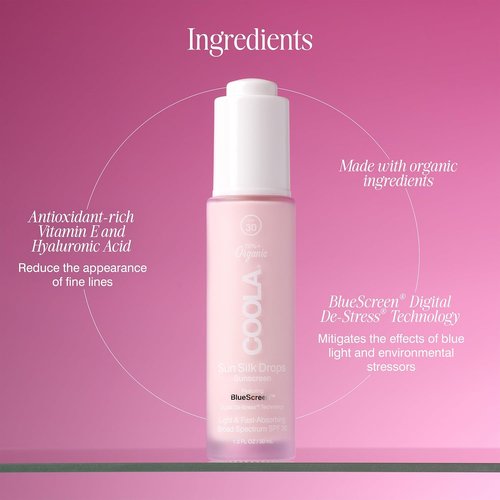 COOLA Organic Sun Silk Drops - SPF 30 Face Moisturizer with BlueScreen Technology | 1 Fl Oz