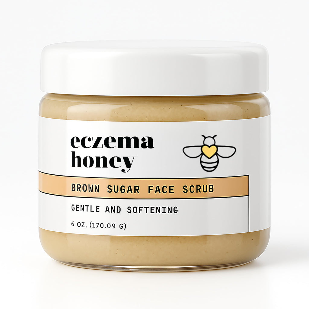 ECZEMA HONEY Brown Sugar Face & Body Scrub - Bath Scrub for Dry Skin - Natural & Gentle Face Scrub Soothes Eczema - Body Care Products for Women & Men - Sensitive Skin Exfoliating Body Scrub (6 Oz)