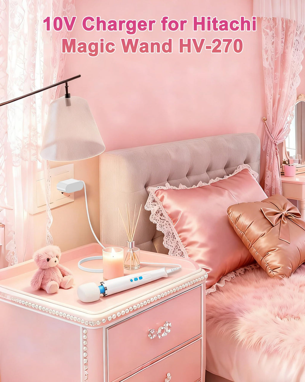 FGIEU 10V Charger for Hitachi Magic Wand HV-270 Rechargeable Cordless Massager