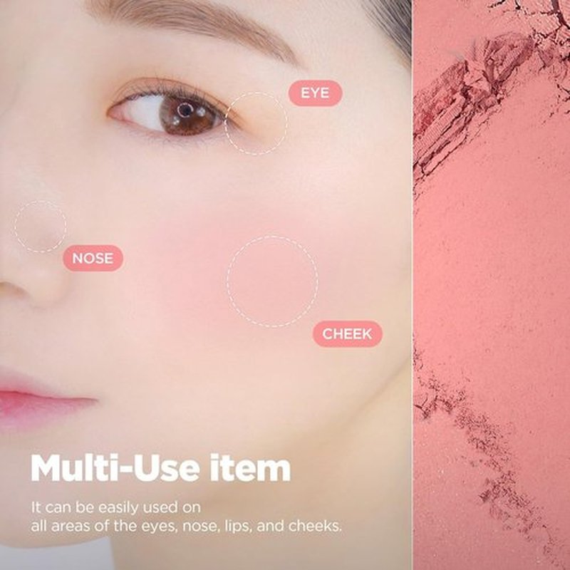 Lilybyred Luv Beam Cheek - Heart-Shaped Korean Powder Blush, Soft Matte Finish, 0.16 oz (01 Loveable Coral)