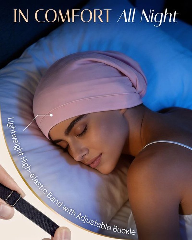 OLESILK Mulberry Silk Bonnet for Sleeping Women, Real Silk, Not Satin Pink