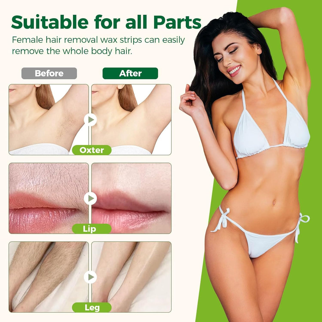 Evervines Body Wax Strips for Hair Removal: 60 Strips (40 Large, 20 Small) & 5 Oil Wipes – Gentle & Fast for Body & Face – Ideal for women& Men Home & Travel