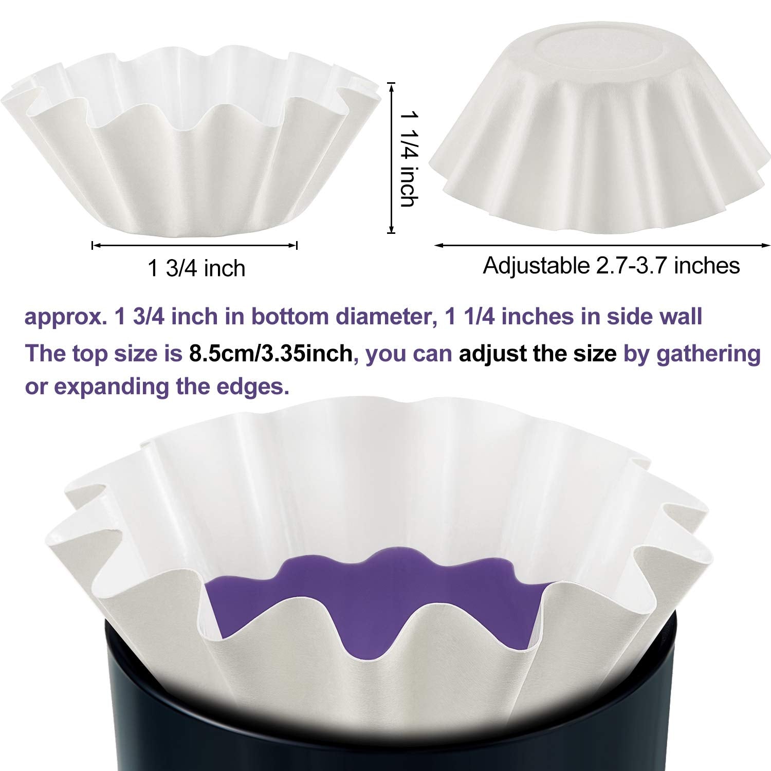 Boao Wax Melt Liners Reusable Leakproof for Any Wax Cubes Waxes Warmer Containers Cups for Scented Candle Plug in Warmers Electric Waxes Melters Burner(White,150 Pieces)